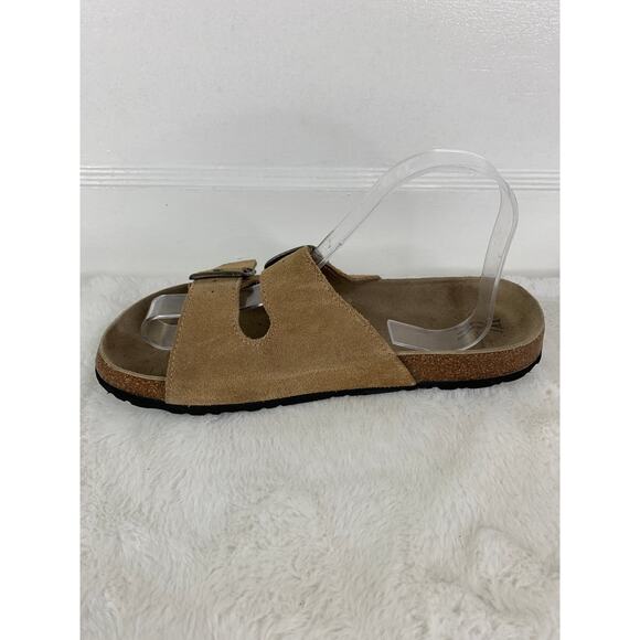 White Mountain Sandals Women’s Tan Leather Strap Cork Footbed Size 9B - Picture 6 of 9